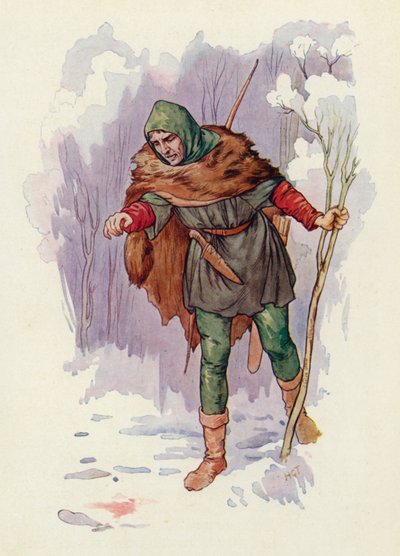 "Ha!" diye bağırdı Korucu Herbert, "burada bir cinayet işlendi!" (renkli lito) by Harry George Theaker
