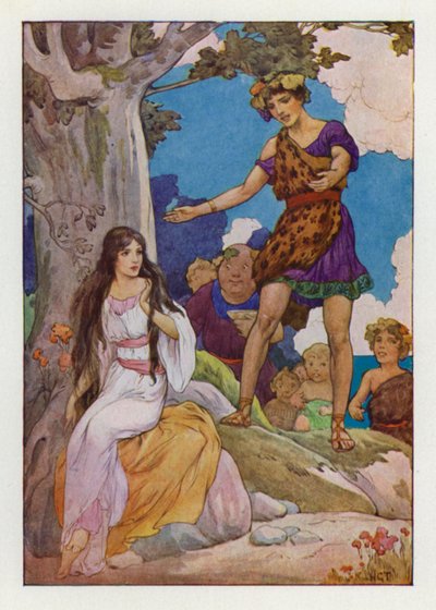 Zavallı, kayıp ağlayan Ariadne (renkli taş baskı) by Harry George Theaker