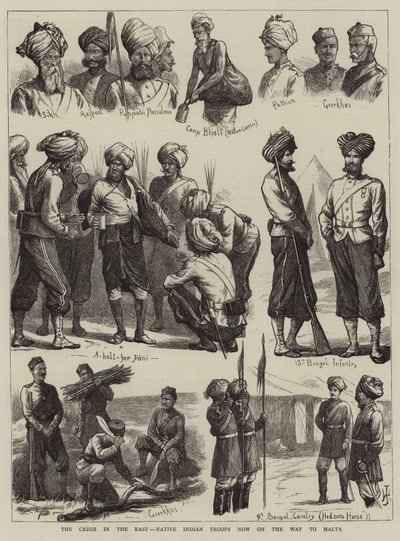 Doğudaki Kriz, Yerli Kızılderili Birlikleri Şimdi Malta Yolunda by Harry Hamilton Johnston