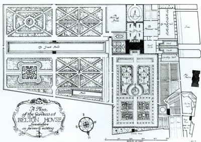 Bir Plan of the Gardens at Belton House, Lincolnshire, eskiden olduğu gibi, 1900 dolayları by Harry Inigo Triggs