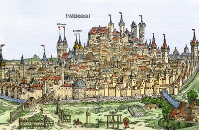 Nürnberg şehrinin görünümü, Almanya by Hartmann Schedel