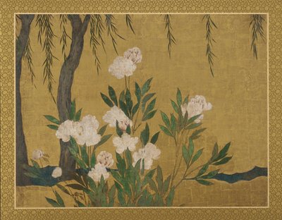 Şakayık ve söğütler, Momoyama veya Edo dönemi, 17. yüzyılın başları. by Hasegawa Tonin