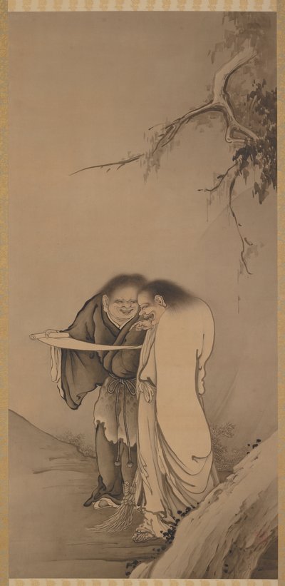 Çin Taocu Ölümsüzler, Han-shan ve Shih-te Kanzan ve Jittoku, Meiji dönemi, 1886. by Hashimoto Gaho