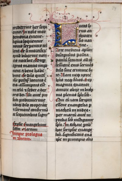 Müjdeci Portreleri ile İncil Kitabı: Dekore Edilmiş Baş Harf, c. 1480. by Hausbuch Master