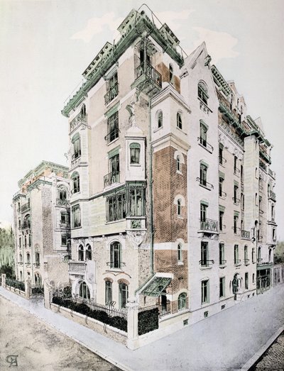 'Castel-Beranger', Hector Guimard'ın (1867-1942) bir kitabından illüstrasyon by Hector Guimard