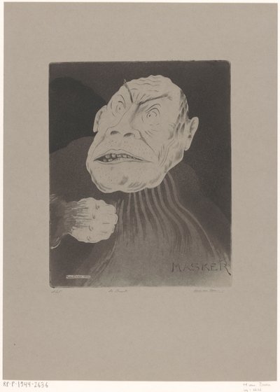 De bruut (nesne üzerinde orijinal başlık) Masker (nesne üzerinde orijinal seri başlığı) by Hein von Essen (signed by artist)