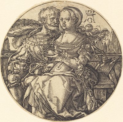 Oturan Bir Çift Aşık by Heinrich Aldegrever