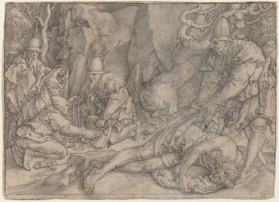 Hırsızlar Tarafından Güçlendirilen Bir Adam, c. 1554. by Heinrich Aldegrever