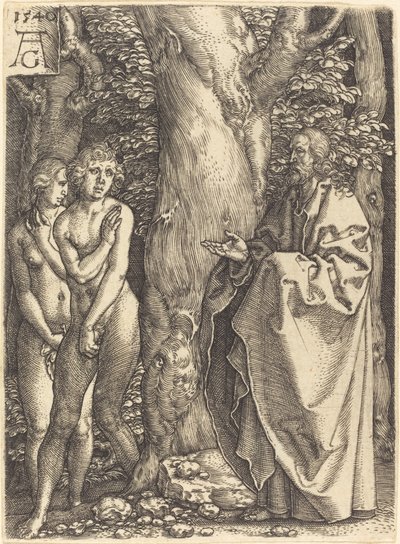 Adem ve Havva Kendilerini Gizlerler, 1540. by Heinrich Aldegrever