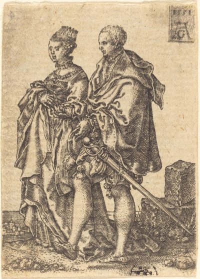 Dans Eden Çift, 1551. by Heinrich Aldegrever