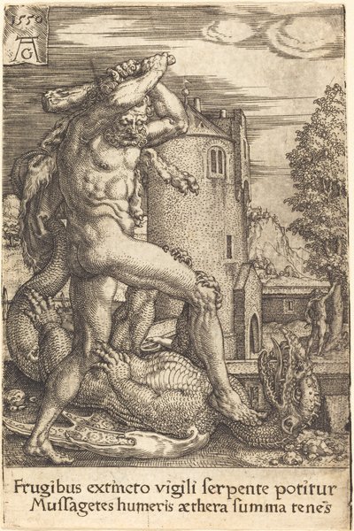 Ejderhayı Öldüren Herkül, 1550. by Heinrich Aldegrever