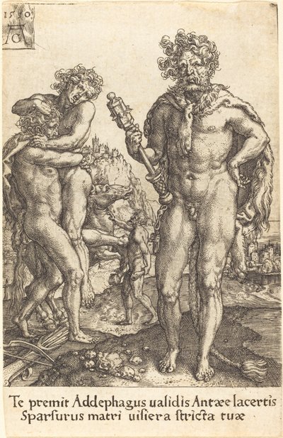 Herkül ve Anteus by Heinrich Aldegrever
