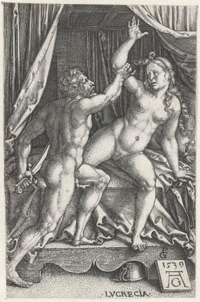 Lucretia en Sextus Tarquinius Lucrecia (nesne üzerindeki başlık) by Heinrich Aldegrever