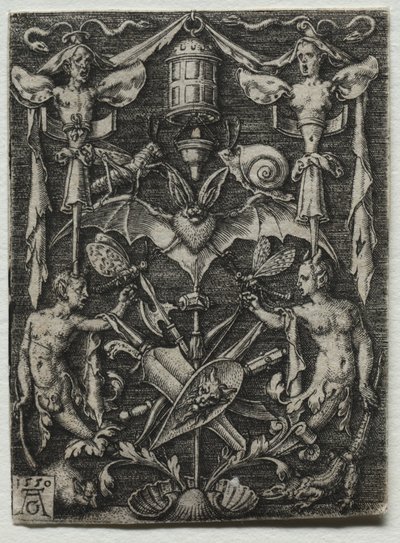 Ortasında Yarasalı Süsleme Tasarımı, 1550. by Heinrich Aldegrever
