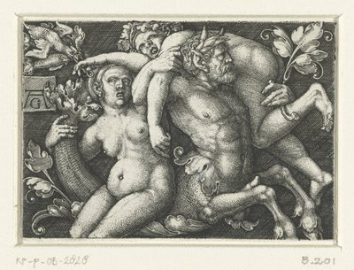 Triton ve iki nereid ile süsleme by Heinrich Aldegrever