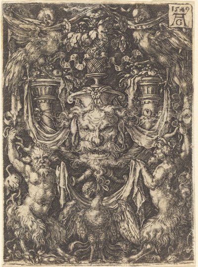 Maskeli Süs, Aşağıdaki Satirler Arasında Kartal, 1549. by Heinrich Aldegrever