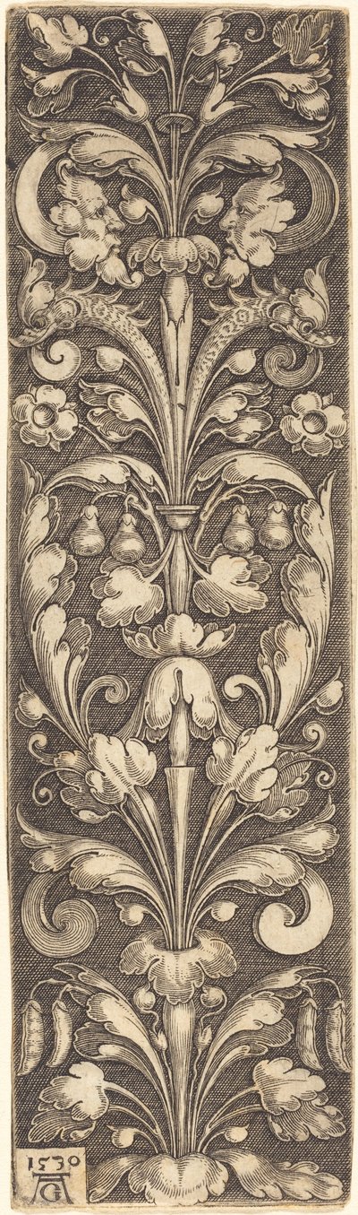 İki Maskeli ve İki Yunuslu Süs Yaprakları by Heinrich Aldegrever