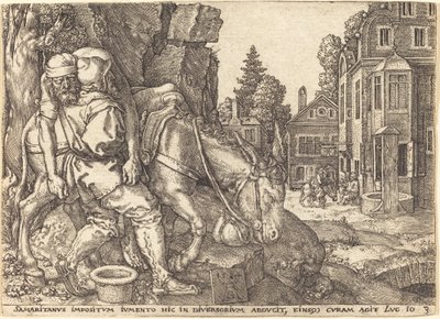 Gezgini Katıra Bindiren İyi Samiriyeli, 1554. by Heinrich Aldegrever