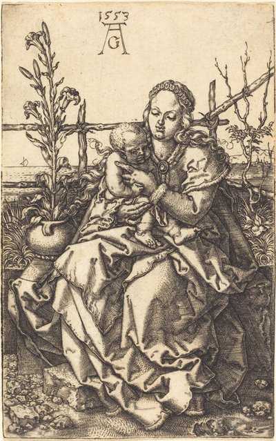Oturan Bakire, 1553. by Heinrich Aldegrever