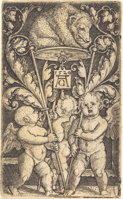 Üç Aşk Tanrısı ve Bir Ayı, 1529. by Heinrich Aldegrever