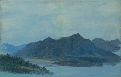 Arka planda Falkenstein Kalesi ve Kaiser Dağları ile Flintsbach yakınlarındaki Inn Vadisi by Heinrich Burkel