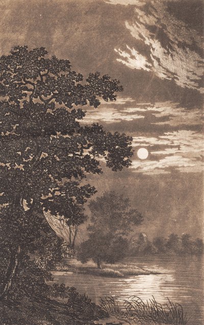 Bir gölün üzerinde ay ışığı by Heinrich Grosch
