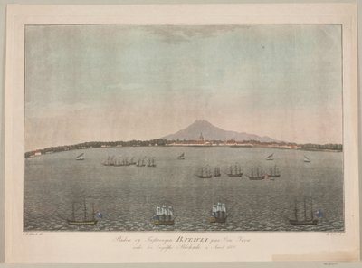 1800 yılında İngiliz ablukası sırasında Java adasındaki Batavia şehri ve kalesi by Heinrich Grosch