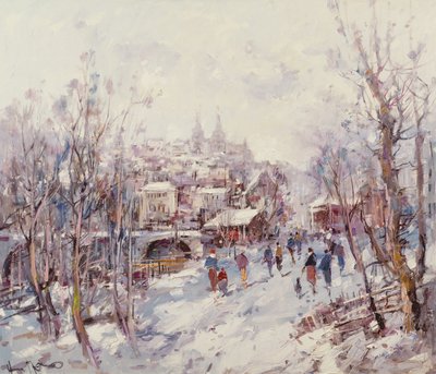 Bir Fransız Katedral Kasabasında Kış Manzarası by Heinrich Hansen