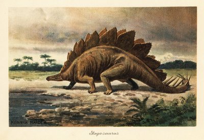 Geç Jura dönemine ait Stegosaurus armatus. by Heinrich Harder