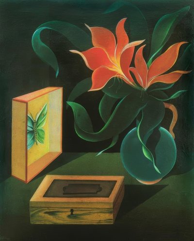 Stilleben mit Pflanze und Schmetterling by Heinrich Hoerle