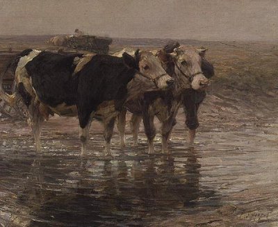 Sığır sulama by Heinrich Johann von Zugel