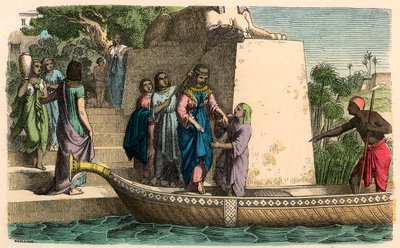 Antik Mısır : Bark içinde seyahat eden seçkin bayan by Heinrich Leutemann