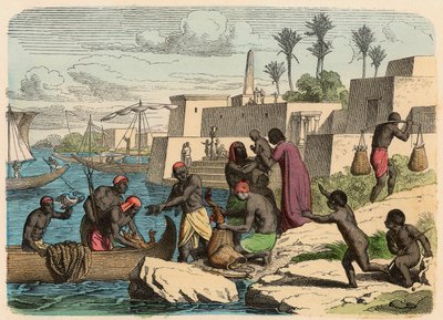 Antik Mısır: balık tutma by Heinrich Leutemann