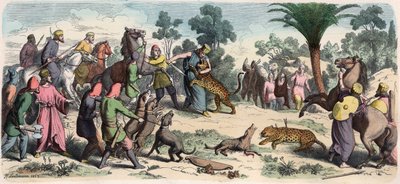 Antik Doğu: Bir Pers kralı ve maiyeti avı by Heinrich Leutemann