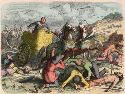 Antik Doğu, bir savaş sırasında Pers savaş arabası by Heinrich Leutemann