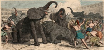 Antik Roma: Filler amfi tiyatroda katlediliyor, 1866 by Heinrich Leutemann