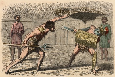 Antik Roma: Gladyatör amfitiyatroda savaşıyor by Heinrich Leutemann