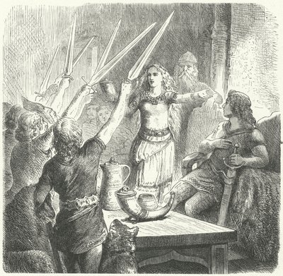 Balts krallarının çocuklarına kadeh kaldırıyor (gravür) by Heinrich Leutemann