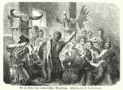 Bir Germen reisinin salonunda ziyafet (gravür) by Heinrich Leutemann