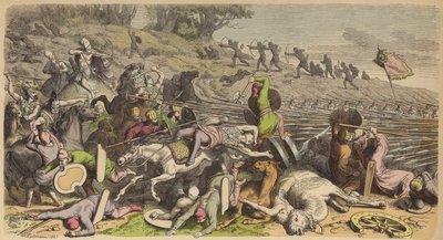 Perslerle bir savaşta Makedon falanksı (renkli gravür) by Heinrich Leutemann