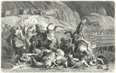 Trakya süvarilerine karşı falanks oluşumunda konuşlanan Romalılar (gravür) by Heinrich Leutemann