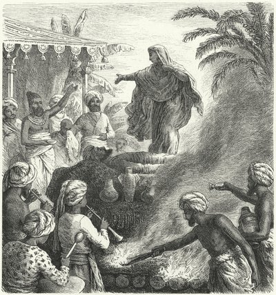 Suttee, Hindu cenaze geleneği (gravür) by Heinrich Leutemann