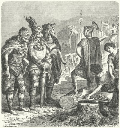 Gotlarla pazarlık yapan Romalı general Stilicho, c400 (gravür) by Heinrich Leutemann