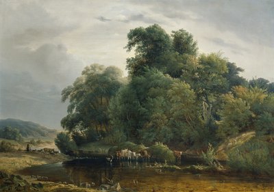 Sığır ve çoban ile manzara by Heinrich Peyer