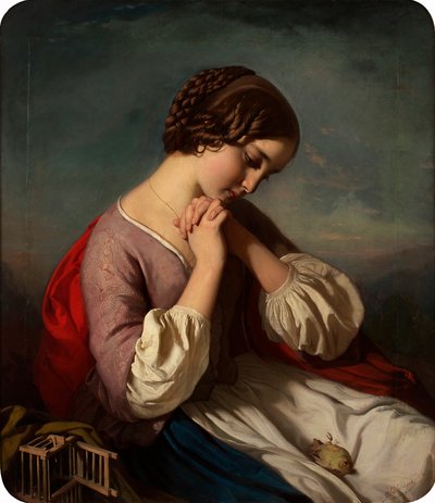 ölü kuş ile kız by Heinrich Schlesinger