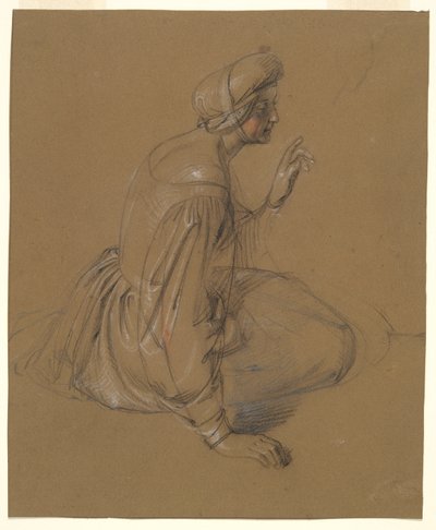 Oturan Bir Kadının İncelenmesi: St. Elizabeth by Heinrich Schwemminger