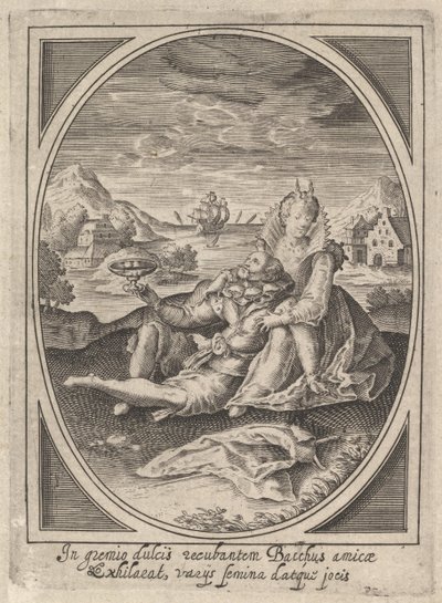 Yerde oturan bir çift, elinde kadeh tutan adam..., yakl. 1585-1621. by Heinrich Ulrich