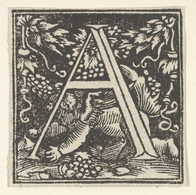 Putto ile ilk A harfi, ca. 1538. by Heinrich Vogtherr