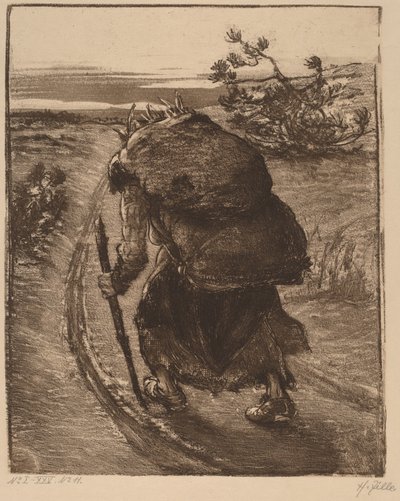 Bir Demet Çubuk Taşıyan Kadın by Heinrich Zille