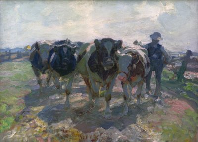İnekler ile çiftçi by Heinrich von Zügel